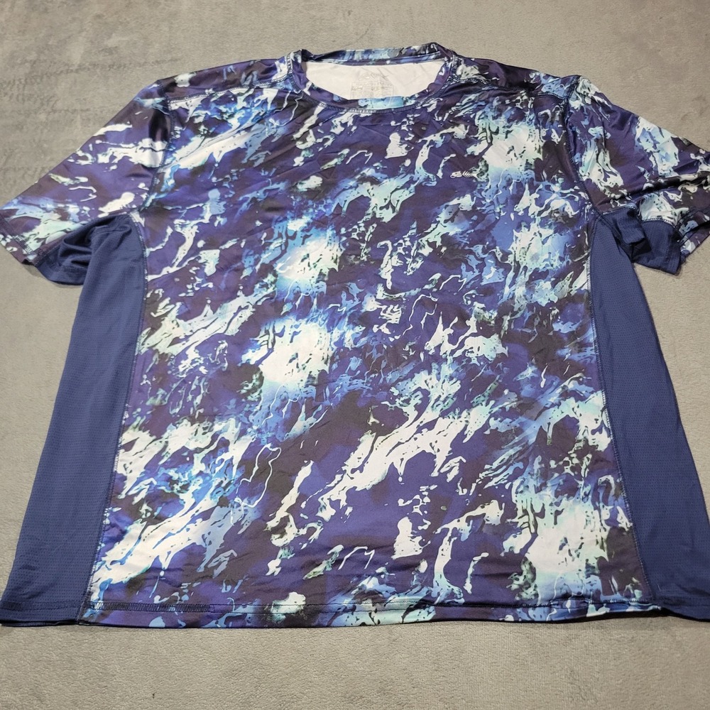 Silver Bait Performance Shirt Mens XL Blue Water Camo Fishing Mesh Side Tee